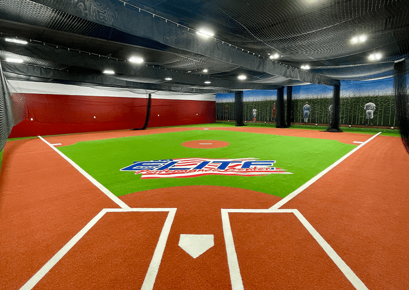 SYNLawn artificial grass batting cage practice facility at Elite Performance Clovis California