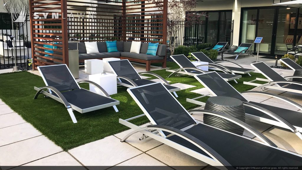 SYNLawn artificial grass at SLX Apartments Atlanta Georgia Pool Courtyard