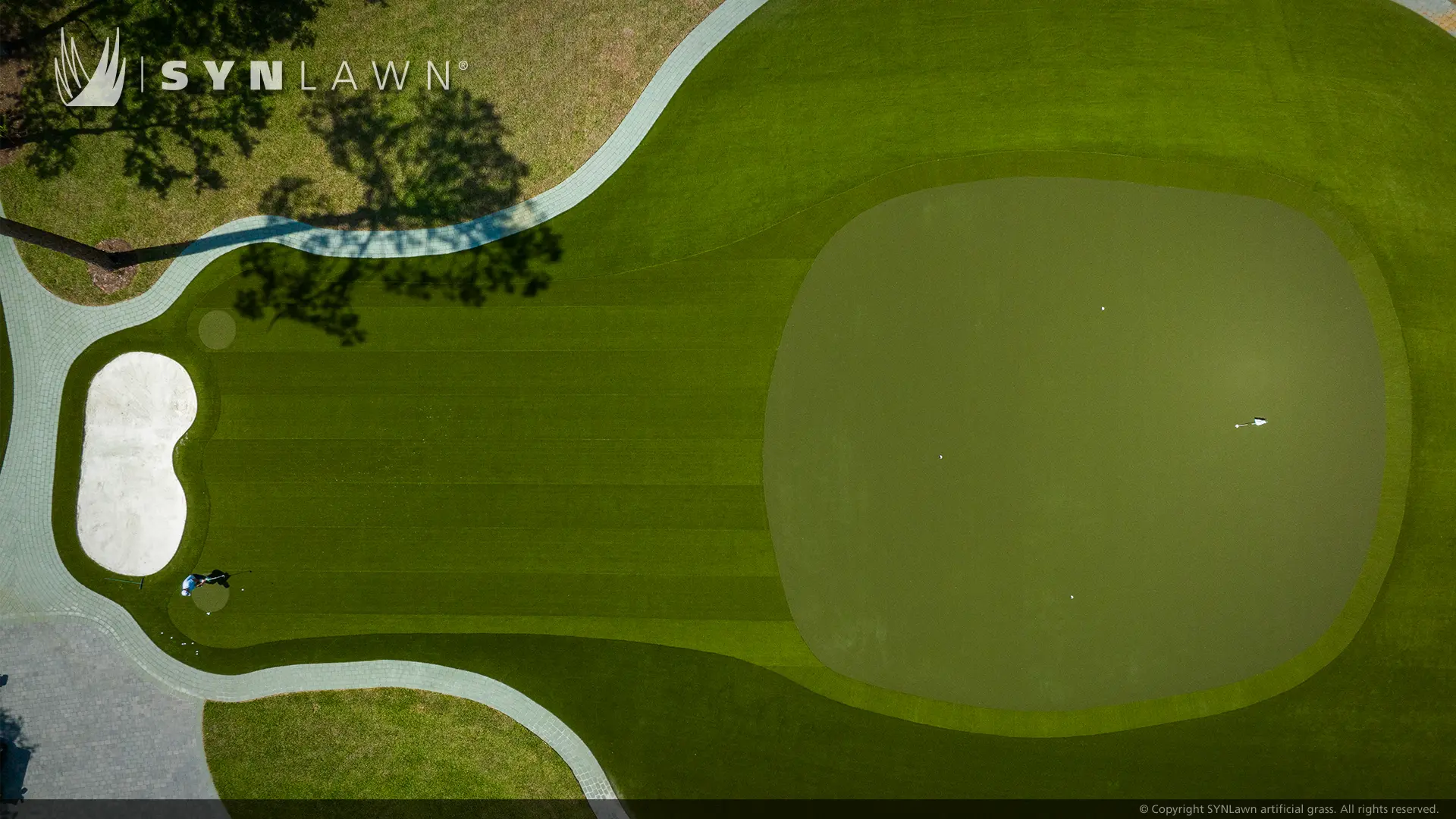 Image of SYNLawn Golf custom putting green at Deer Creek Jacksonville FL aerial view