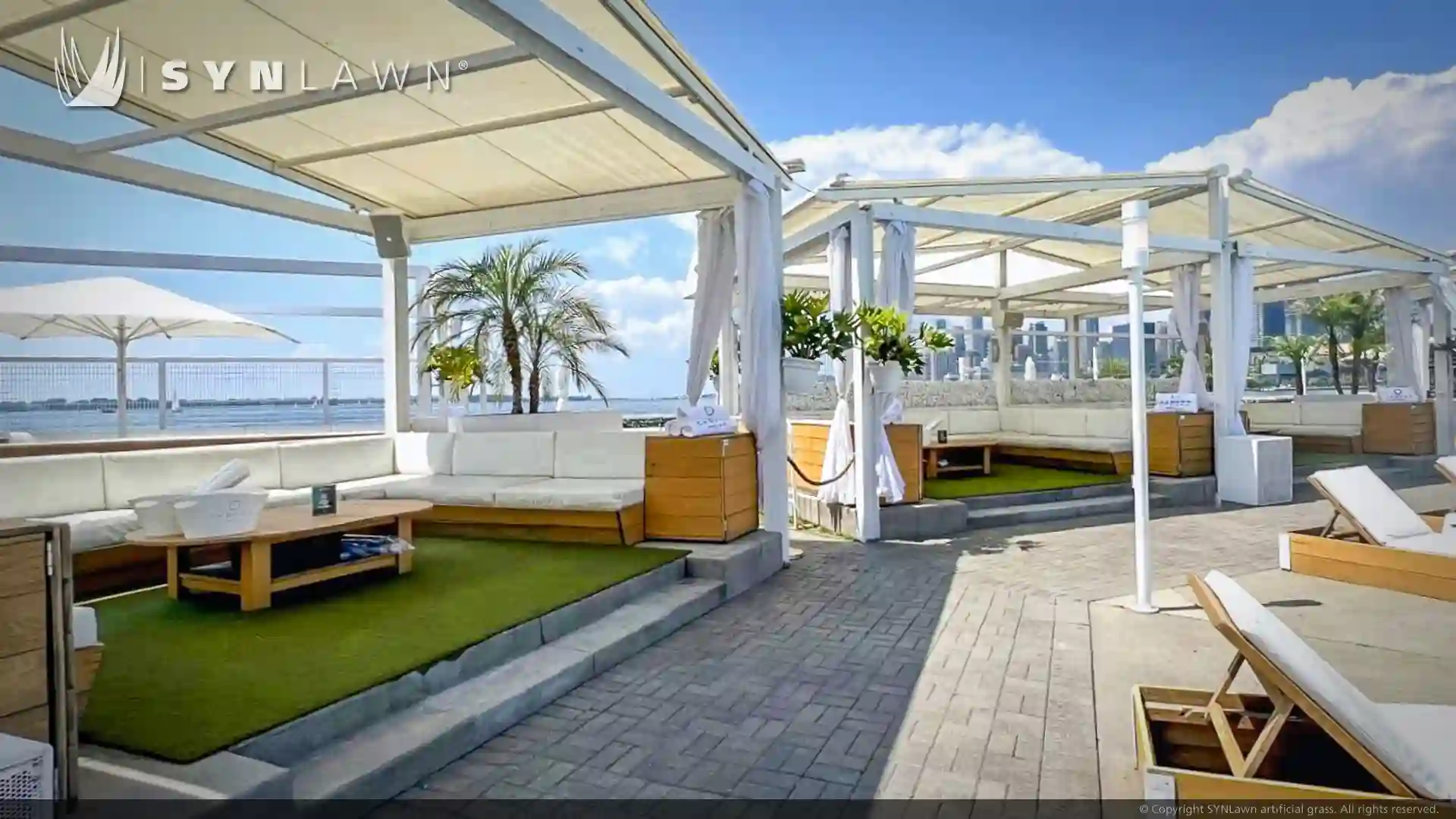 image of synlawn artificial grass at cabana pool bar Toronto Ontario